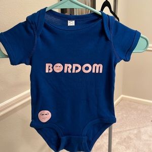 Pink and blue BORDOM onesie